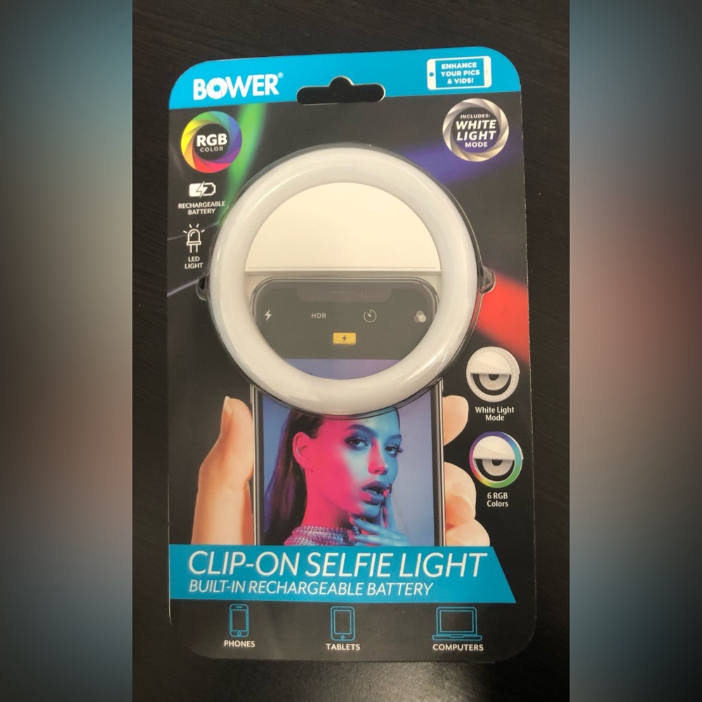 New! Bower Rechargeable Clip-On 36 LED Ring Light/For Smart Phones
